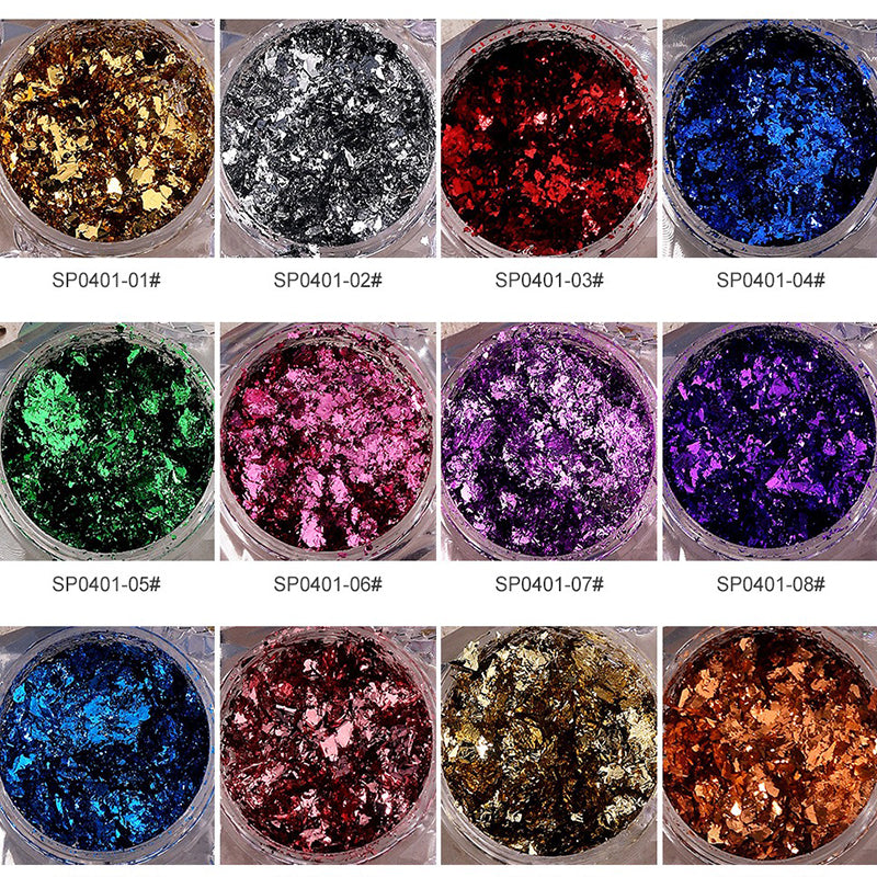 Glitter Nail Foil Flakes Sparkly Aluminum Nail Foil Sequins Nail Art Decoration