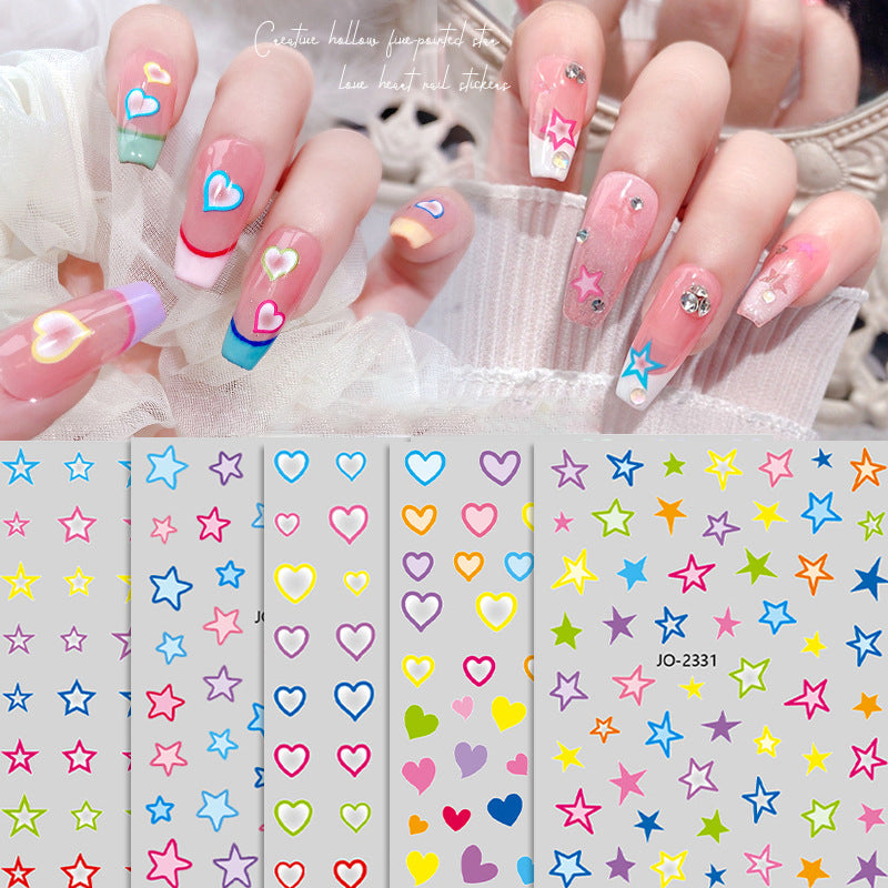 Nail Art Stickers Nail Decals Heart Star Design Adhesive Nail Supplies