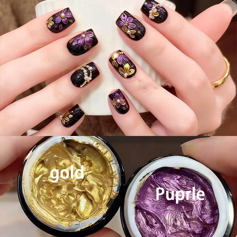 3D Metallic No-Wipe Embossing Gel Polish – Sculpted Raised Effect Nail Art Gel