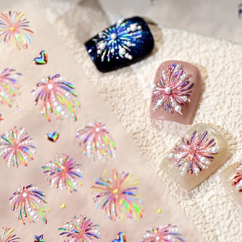 3D Embossed Pearl Fireworks Nail Art Stickers