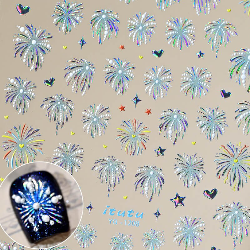 3D Embossed Pearl Fireworks Nail Art Stickers