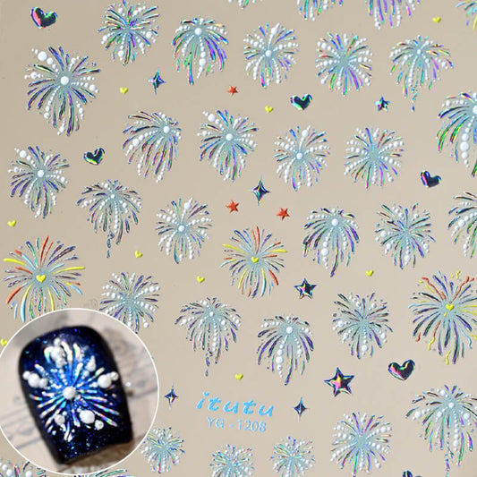 3D Embossed Pearl Fireworks Nail Art Stickers