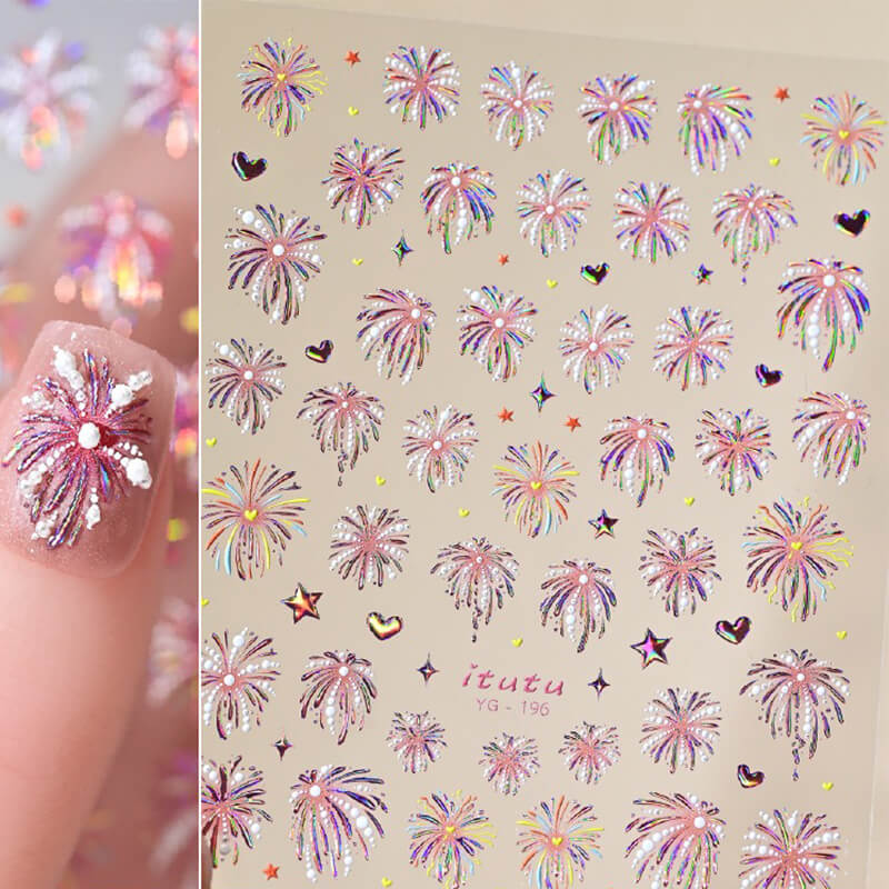 3D Embossed Pearl Fireworks Nail Art Stickers