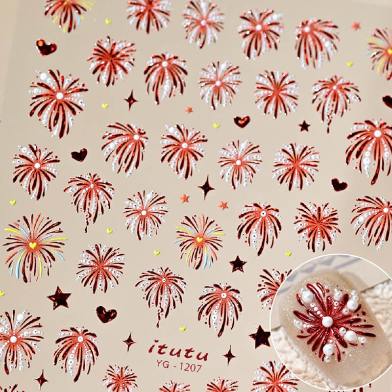 3D Embossed Pearl Fireworks Nail Art Stickers