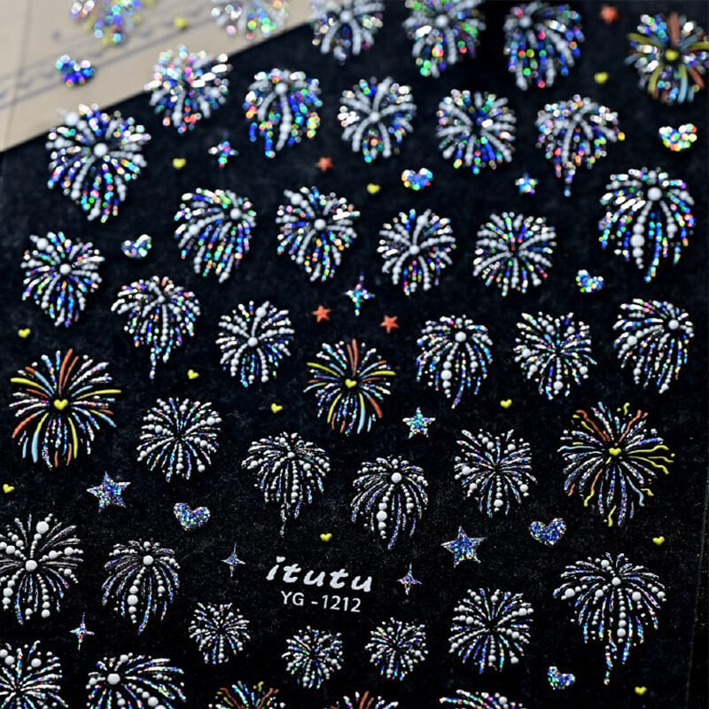 3D Embossed Pearl Fireworks Nail Art Stickers