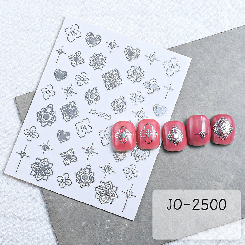Sliver Y2K Nail Art Stickers Bohemia Butterfly Moon Flame Nail DIY Decals