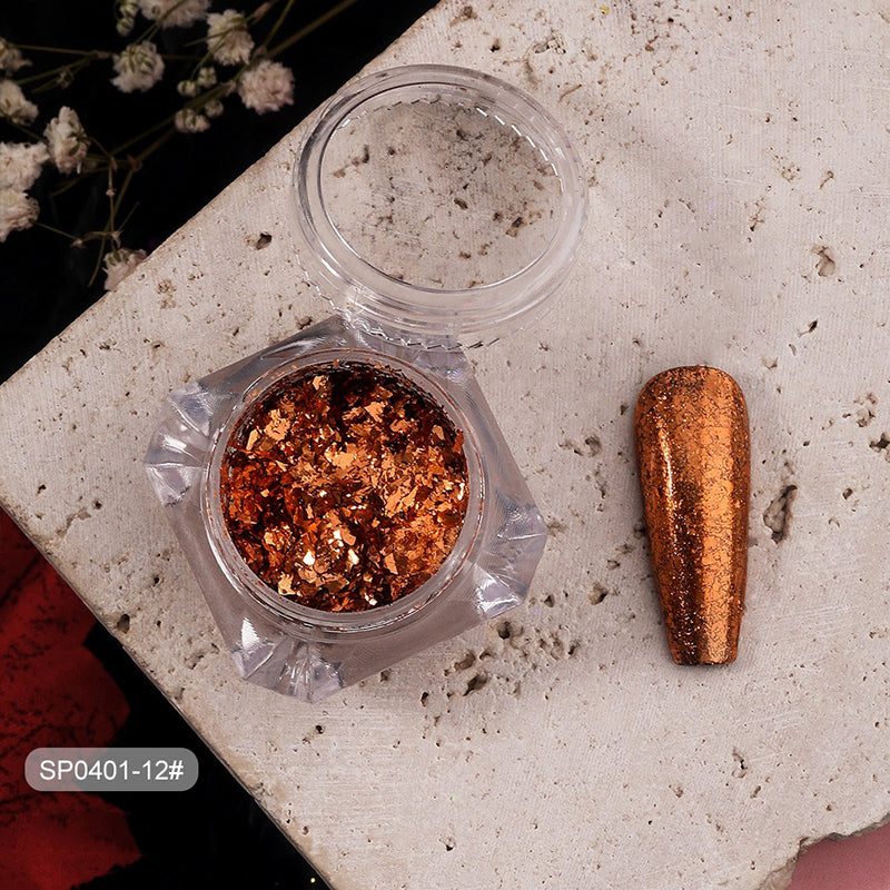 Glitter Nail Foil Flakes Sparkly Aluminum Nail Foil Sequins Nail Art Decoration