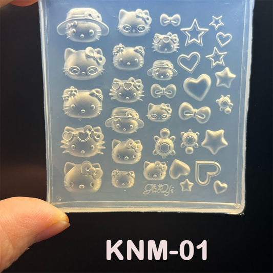 Cute Kitty Nail Art Silicone Mold 3D Nail Art