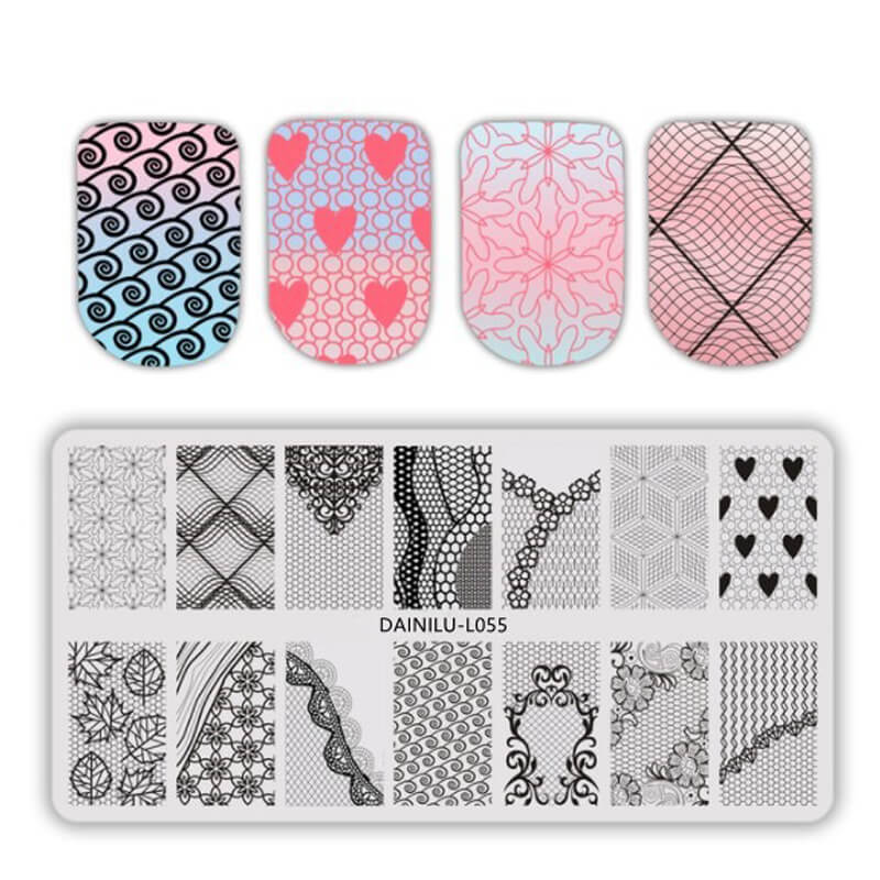 Geometric Lines & Dots Nail Stamping Plate – Abstract Pattern Steel Plate for Nail Art Design