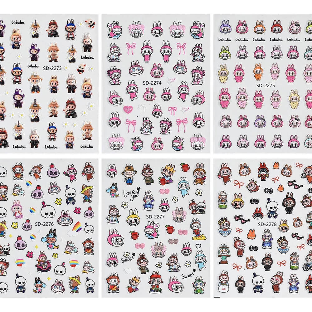 Labubu Nail Stickers | Cute Cartoon DIY Nail Decals