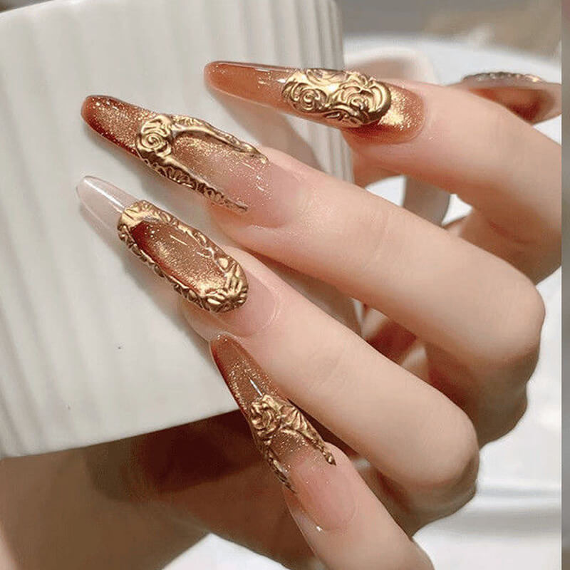 Quick-Dry Metallic Blooming Liquid – Gold, Silver & Copper Nail Ink