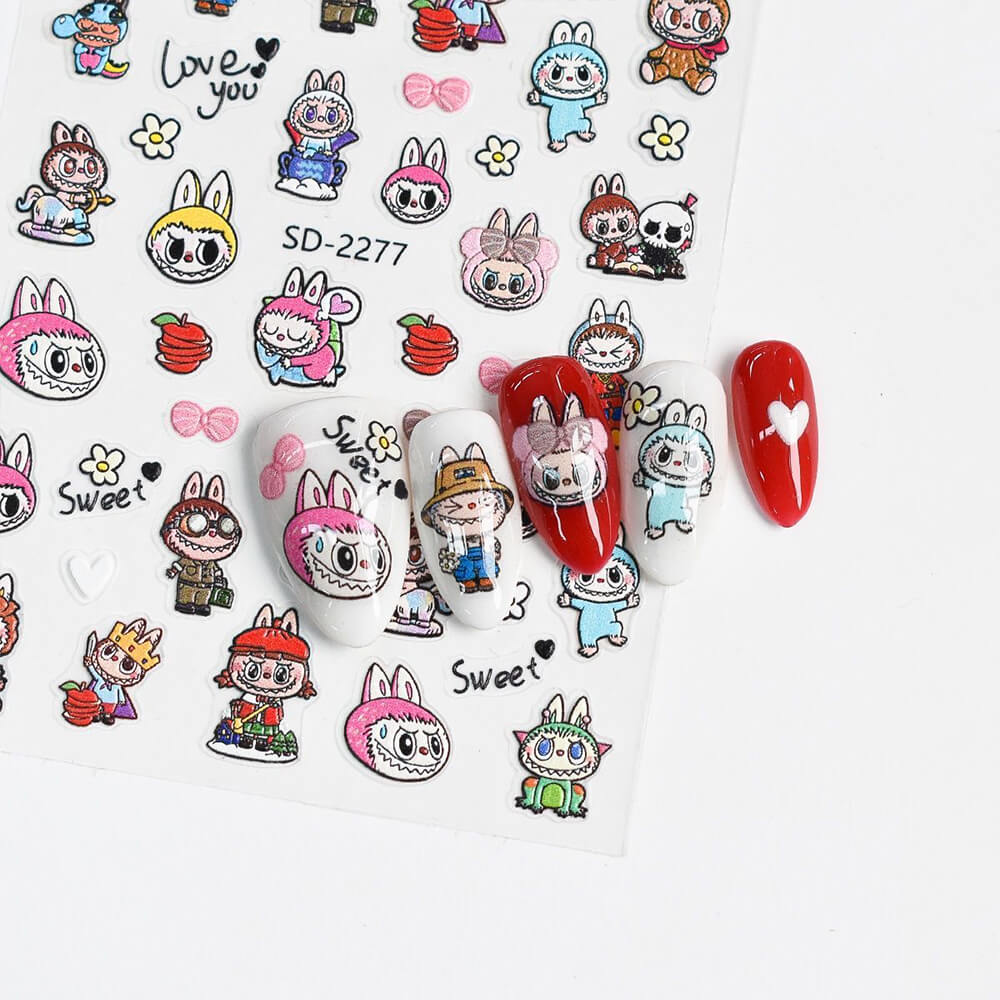 Labubu Nail Stickers | Cute Cartoon DIY Nail Decals