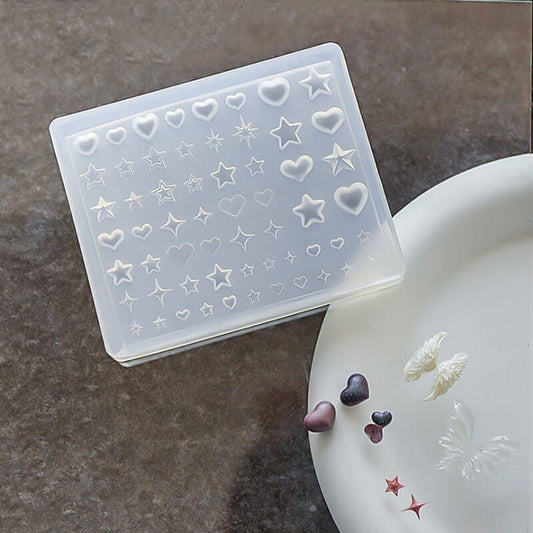 Heart & Star Nail Silicone Mold | 3D Nail Decoration