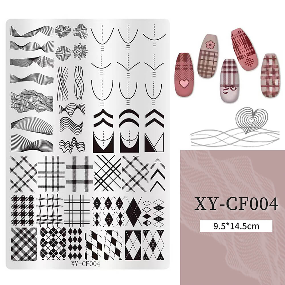 Nail Stamping Plate Plants Lines Butterfly Heart