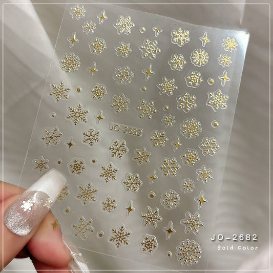 Gold Laser Xmas Tree Snowflake Nail Art Stickers