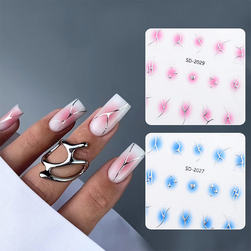 Aura Flame Nail Art Sitckers Gradient Nail Decals