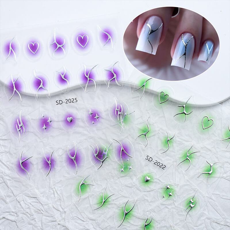 Aura Flame Nail Art Sitckers Gradient Nail Decals