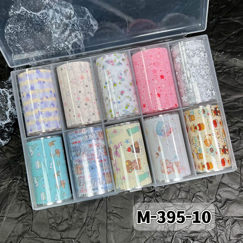 New Bow Flower Bear Nail Foil Transfer Paper – Cute Floral Nail Art Sticker Rolls