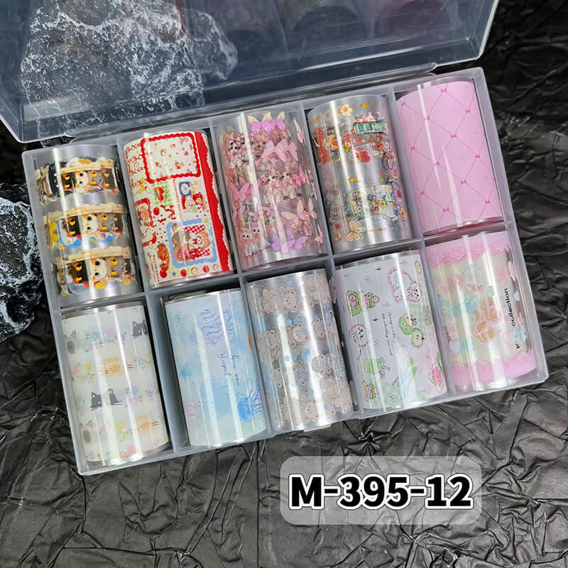New Bow Flower Bear Nail Foil Transfer Paper – Cute Floral Nail Art Sticker Rolls