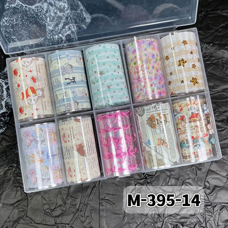 New Bow Flower Bear Nail Foil Transfer Paper – Cute Floral Nail Art Sticker Rolls