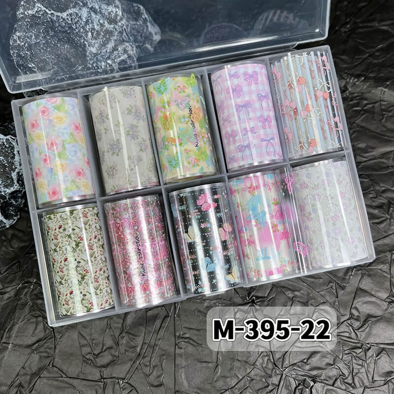 New Bow Flower Bear Nail Foil Transfer Paper – Cute Floral Nail Art Sticker Rolls