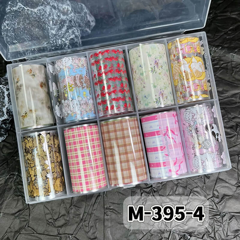 New Bow Flower Bear Nail Foil Transfer Paper – Cute Floral Nail Art Sticker Rolls