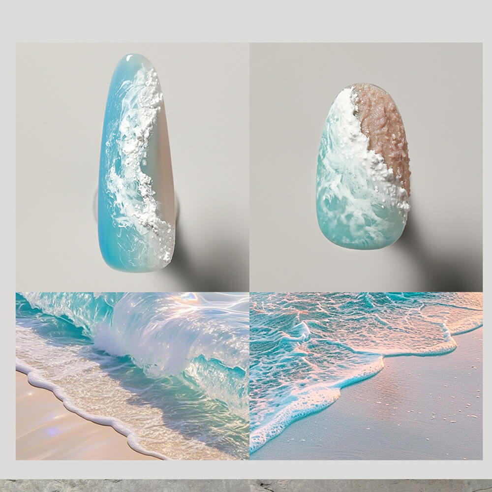 White Wave Blooming Gel Polish | Ocean Nail Effect
