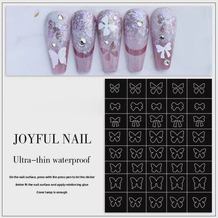 6 Pcs Nail Stickers Flower Heart Star Butterfly Sticker For Nail Art