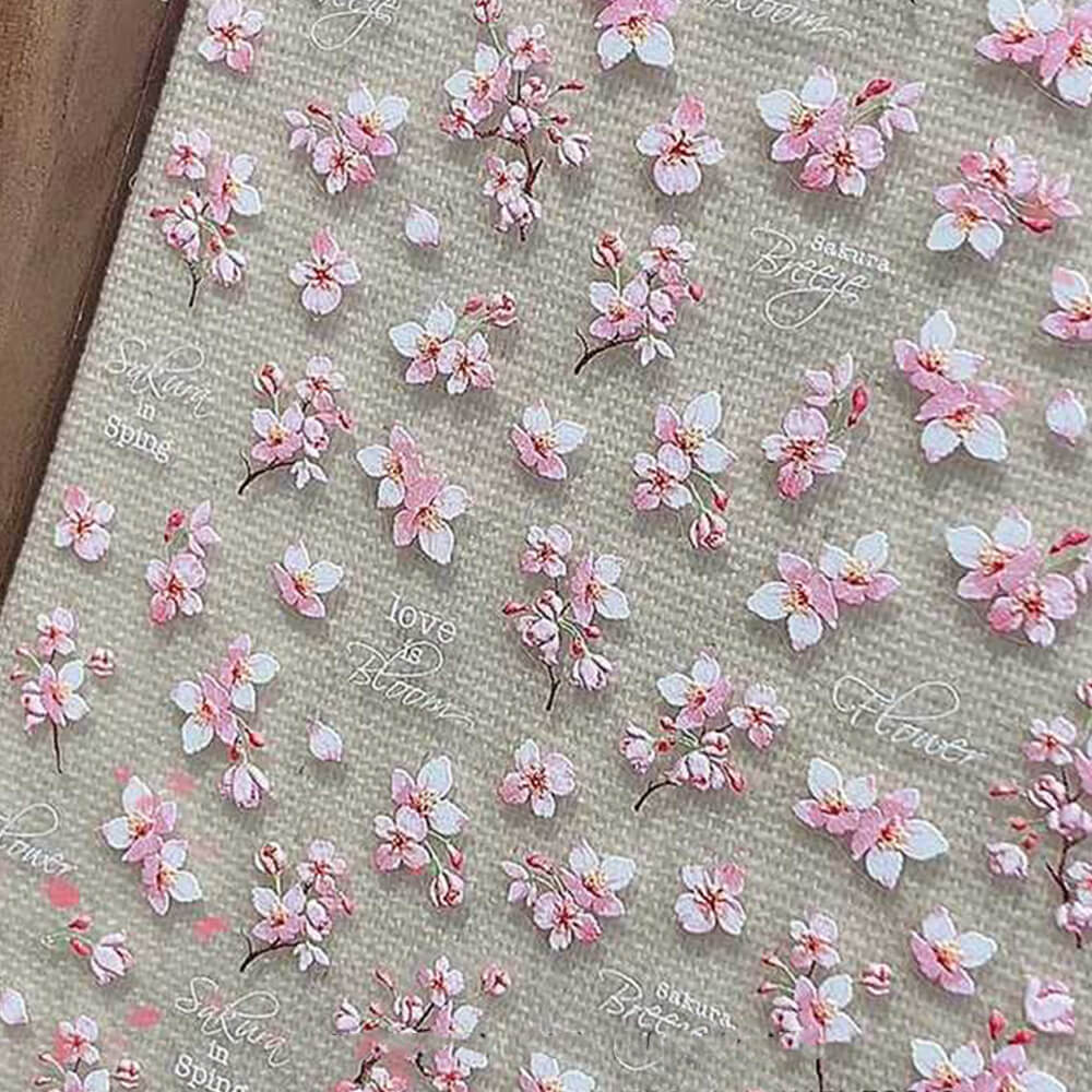 Spring Floral Pink Cherry Blossom Nail Art Stickers