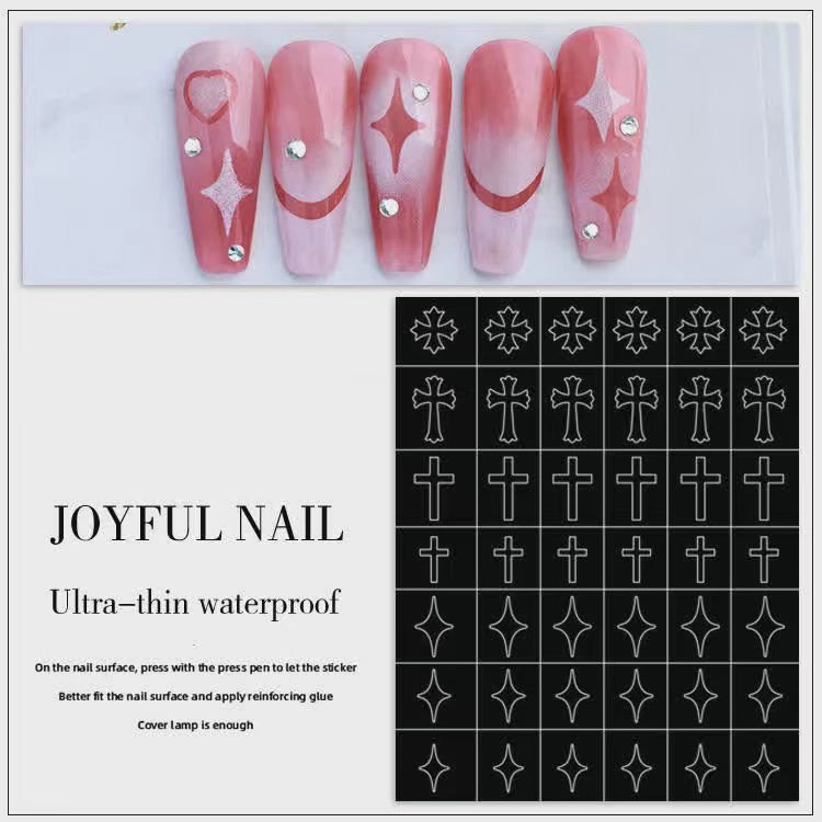 6 Pcs Nail Stickers Flower Heart Star Butterfly Sticker For Nail Art