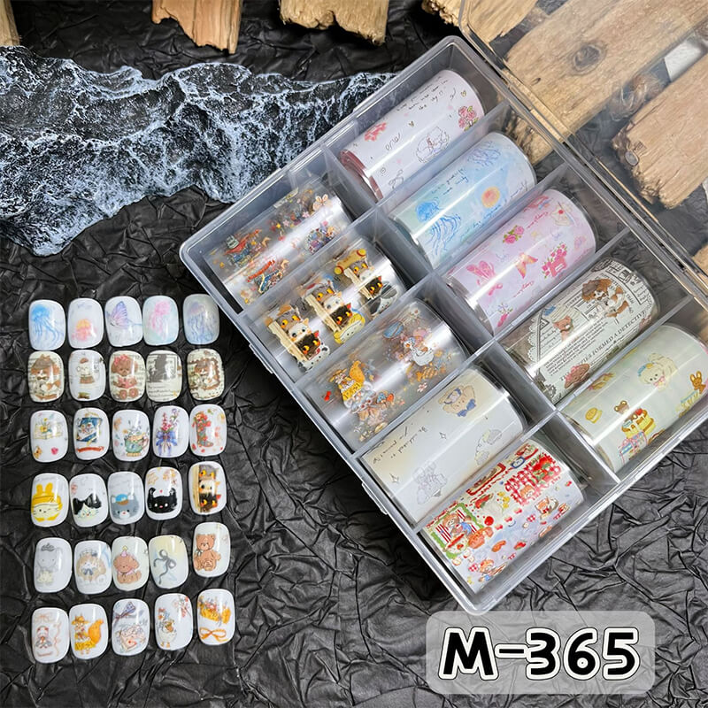 Adorable cartoon nail foil with bear and rabbit patterns for creative nail art-3
