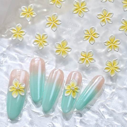 3D Embossed Lily Flower Nail Stickers – Cute Design