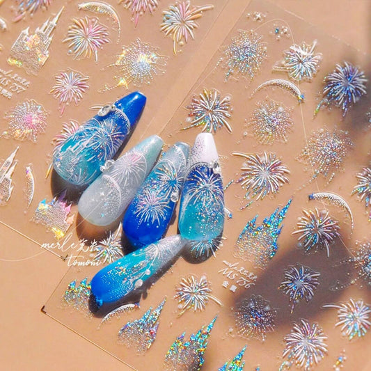 New Dream Castle Fireworks Nail Art Stickers