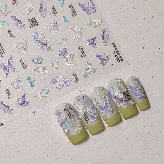 3D Embroidered Butterfly Floral Nail Stickers