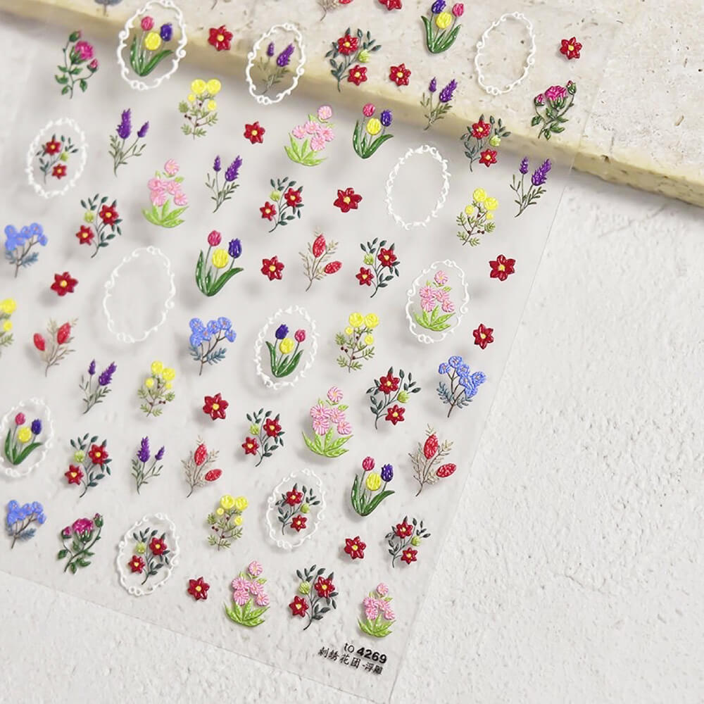 3D Embroidered Butterfly Floral Nail Stickers