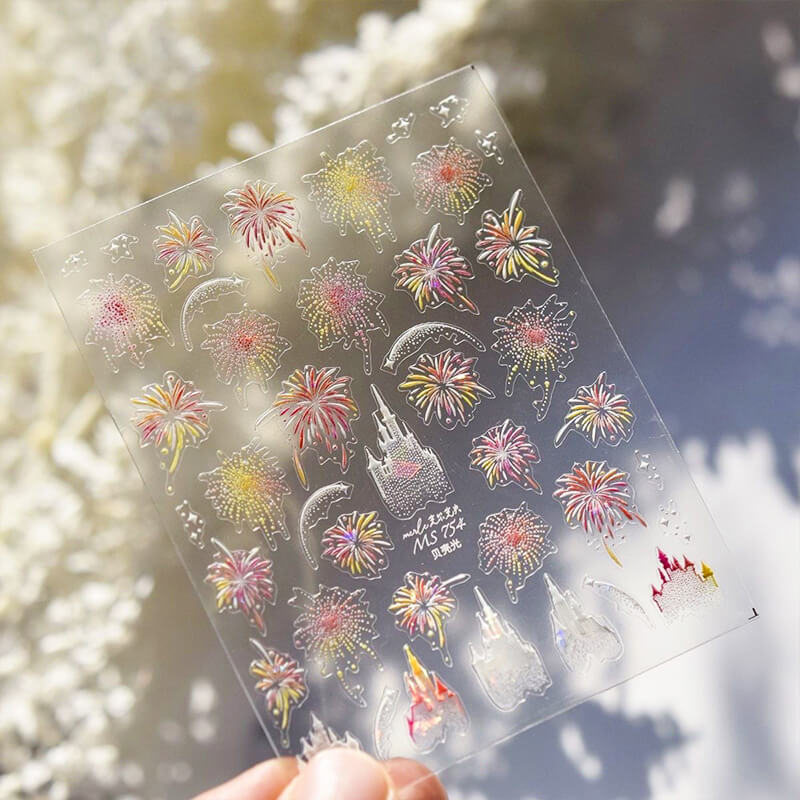 New Dream Castle Fireworks Nail Art Stickers