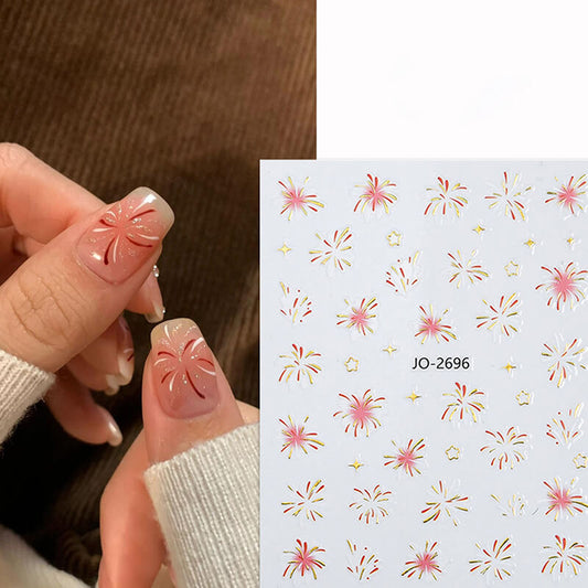 2025 New Fireworks Glod Sliver Nail Art Sitckers