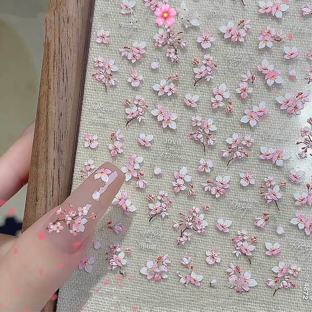 Spring Floral Pink Cherry Blossom Nail Art Stickers