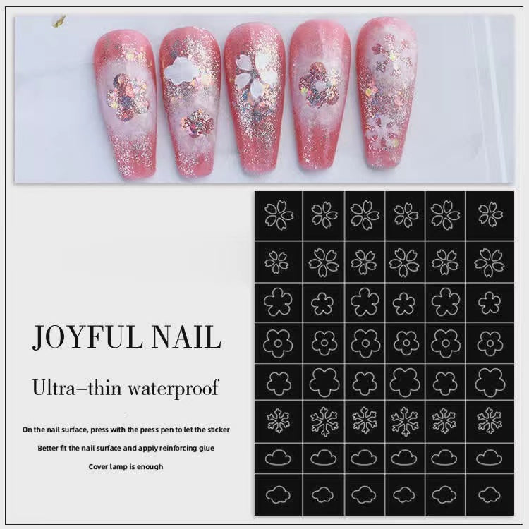 6 Pcs Nail Stickers Flower Heart Star Butterfly Sticker For Nail Art