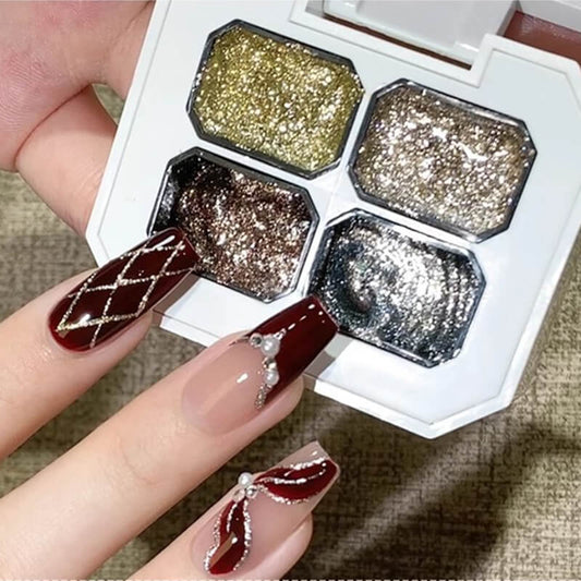 Four Grid High-density Platinum Gel Glitter Gel Nail Polish