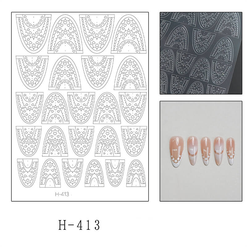 French Lace Nail Stickers – Butterfly, Star, Heart & Cheese Pattern Decals