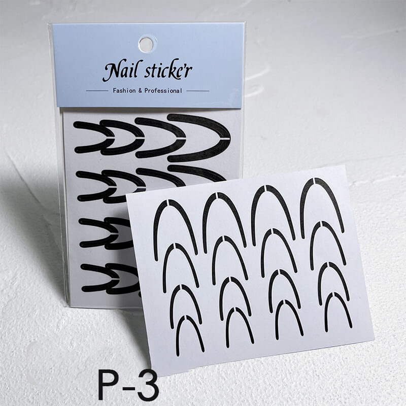 2 pcs French Nail Art Sticker Stencils with Alignment Line
