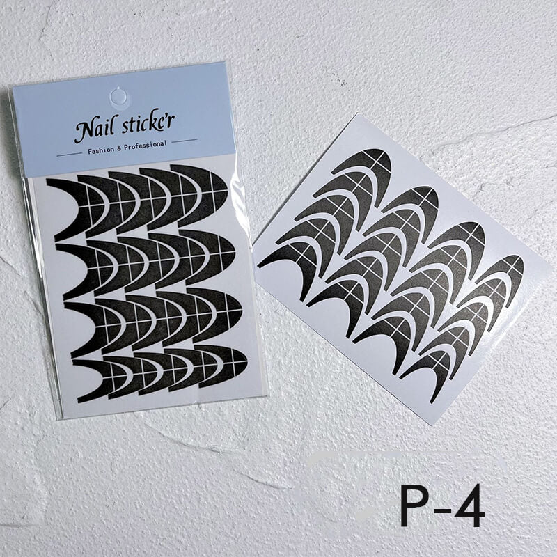 2 pcs French Nail Art Sticker Stencils with Alignment Line