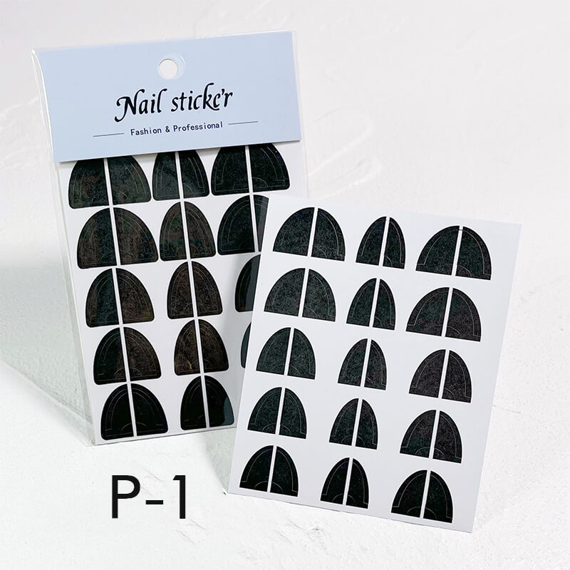 2 pcs French Nail Art Sticker Stencils with Alignment Line