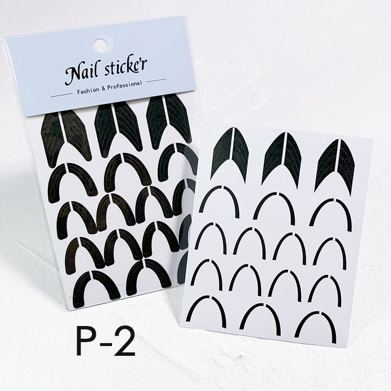2 pcs French Nail Art Sticker Stencils with Alignment Line