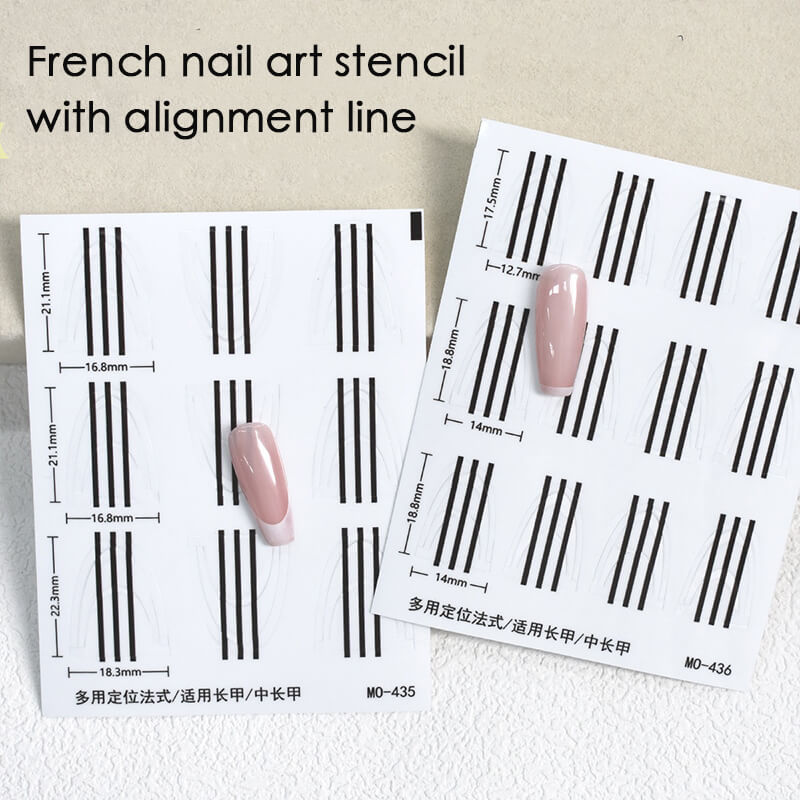 Accurate French Nail Art Stencil Stickers with Alignment Line