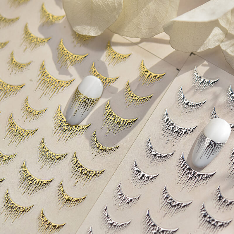 Shiny Sliver Gliding French Tassel Nail Art Sticker