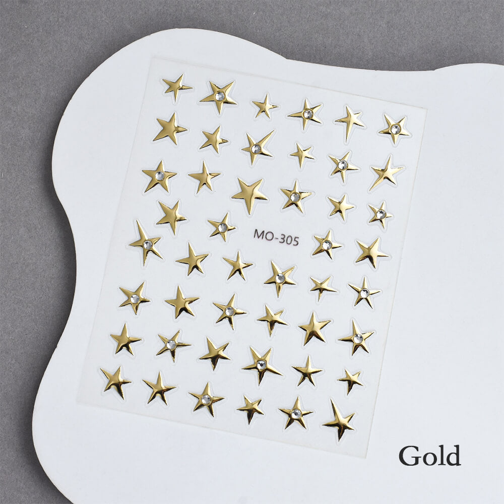 Five Point Star with Rhinestone Nail Art Sticker