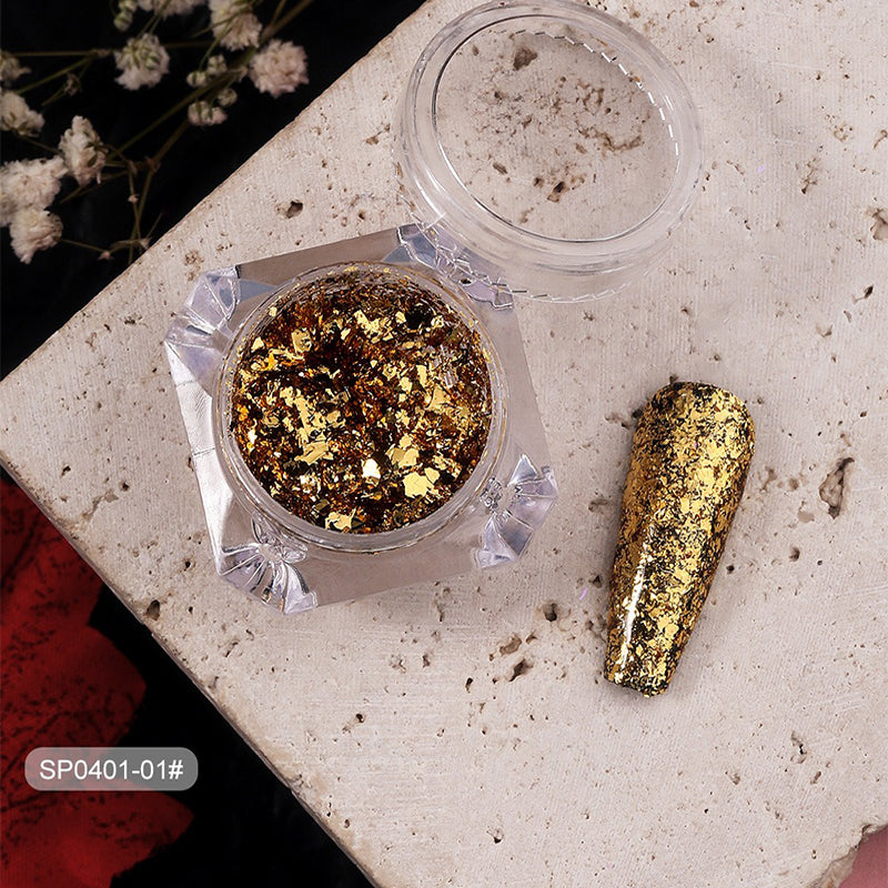 Glitter Nail Foil Flakes Sparkly Aluminum Nail Foil Sequins Nail Art Decoration