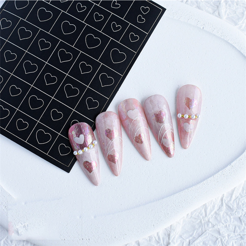 Nail Art Stickers 3D Self Adhesive Heart Flame Butterfly Star Flower Airbrush Nail Stencils